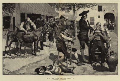 A Street-Barber, Spain by Charles Stanley Reinhart